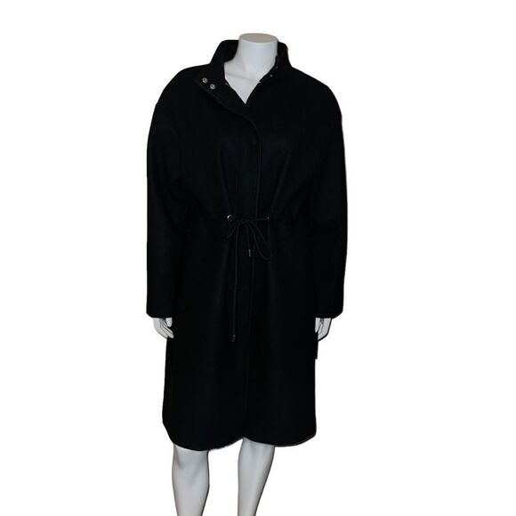 Kenneth Cole Single-Breasted Anorak Coat Black 17OMW234 Womens Large NWT